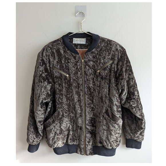 Vintage quilted velour bomber jacket - Picture 1 of 6